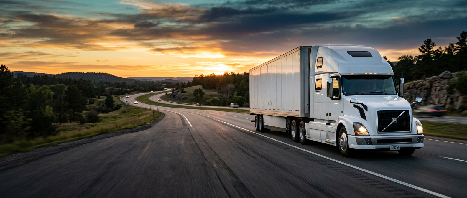 Milex Cargo semi truck driving on a highway